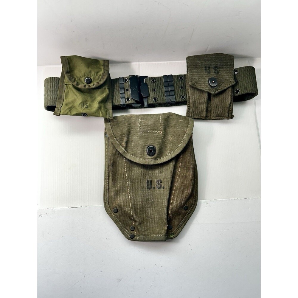 US Military Issue WWII Era M1 Carbin Canvas Magazine Belt Pouch and Shovel Cover